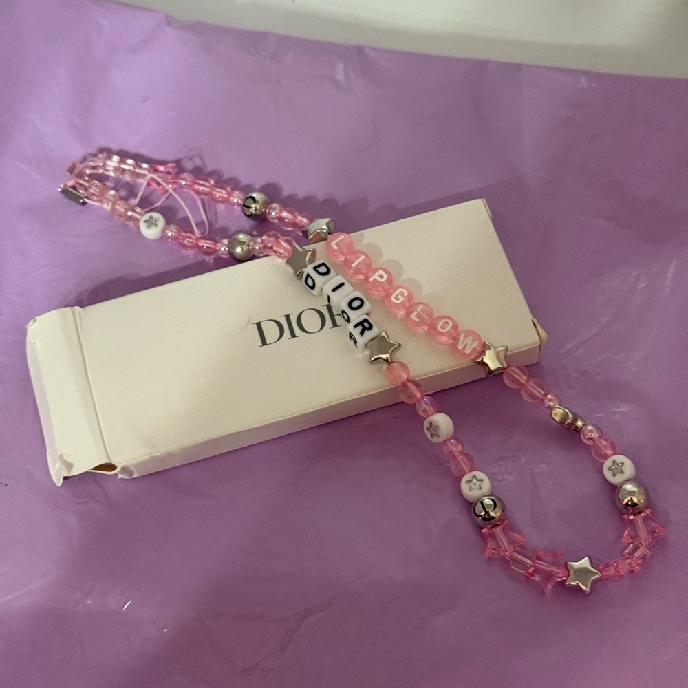 Dior Pink Beaded phone charm